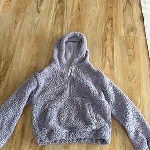 Girls size 14/16 purple hoodie ,front pocket, half zip -super warm and comfy